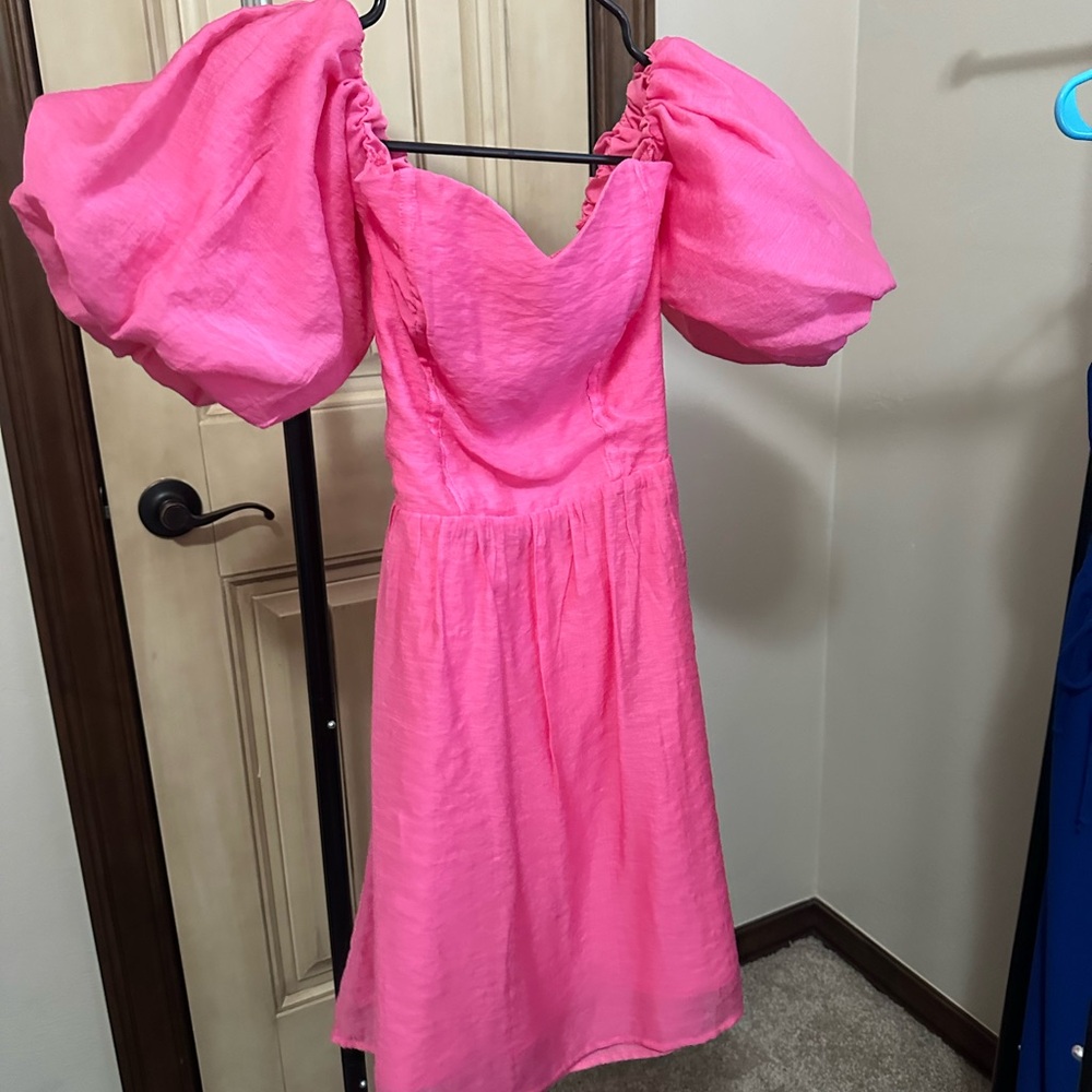 H&M Pink Puff Sleeve Mini Dress
